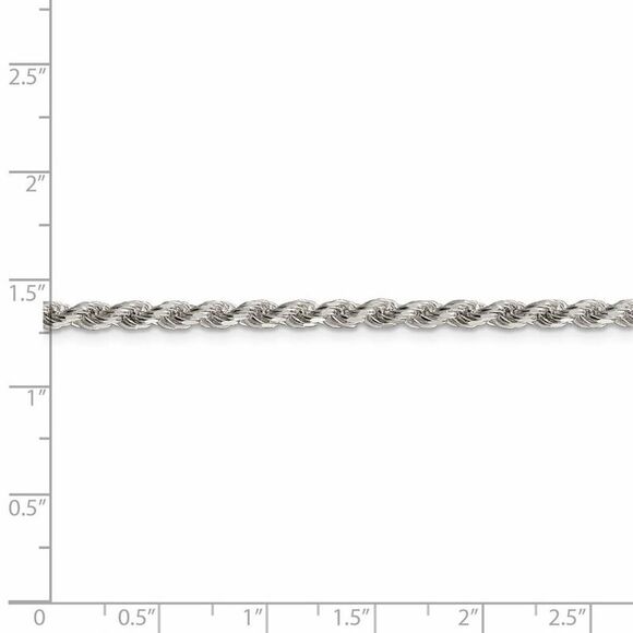 3mm Sterling Silver, Diamond Cut Solid Rope Chain Necklace, 24 Inch - Picture 5 of 8